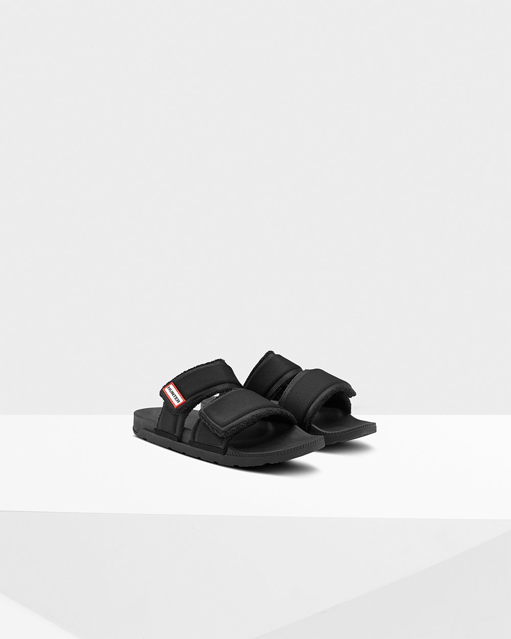 Hunter Original Double Strap Slides - Cheap Online Womens Black - GFTWSZ731